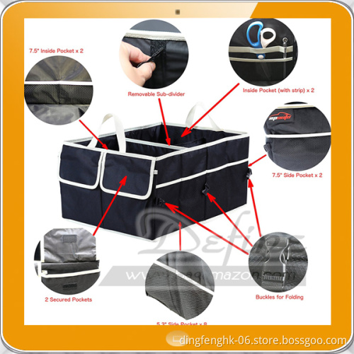 Fully Collapsible 3-Compartment Cargo Trunk Storage Organizer